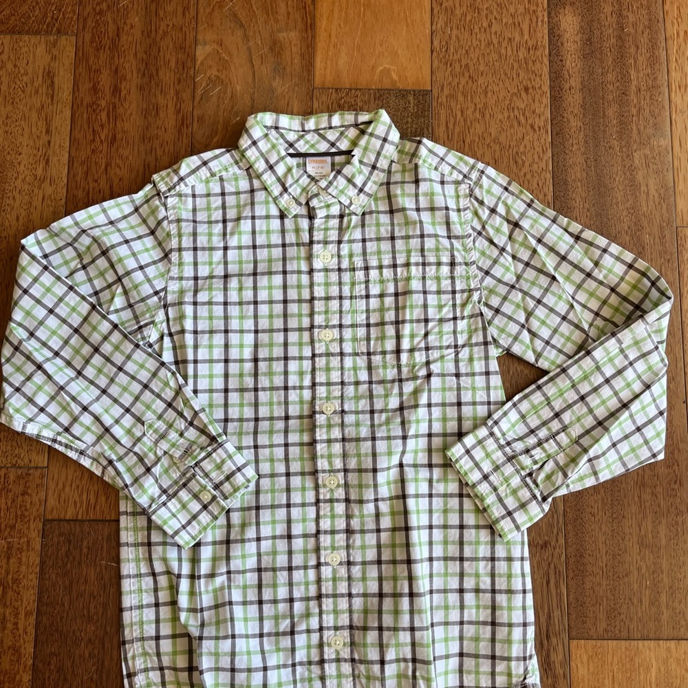 Gymboree boys’ White and Green Checkered Shirt